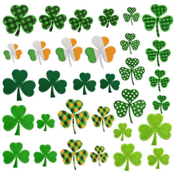 Wholesale Irish Green Clover Embroidered Iron-On Patch Stylish Clothing Decorative Accessory Gift