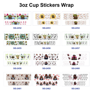 Wholesale 8pcs Mixed Cartoon Alien Fashion Lady Print 3oz Cup Stickers Wrap OLY Exclusive