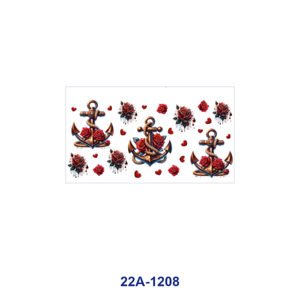 oly-72c9bb4adc5f5cb84e9df68b33f9e775 Wholesale 5pcs Retro Nautical Anchor Rose Sunflower Butterfly Bow Seaweed Mixed Decor Prints 16oz Cup UV DTF Wraps
