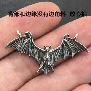 Wholesale Gothic Vintage Bat Wing Pendant Black Silver Alloy DIY Jewelry Accessory for Punk Street Style