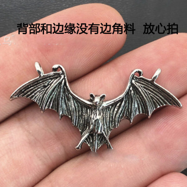 Wholesale Gothic Vintage Bat Wing Pendant Black Silver Alloy DIY Jewelry Accessory for Punk Street Style