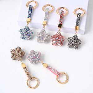 oly-73480b8e5f68c7752445fbcac390a733 Wholesale Trendy Rhinestone Star Heart Keychain Zinc Alloy Bag Charm Car Key Accessory Gift