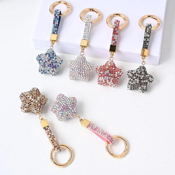 oly-73480b8e5f68c7752445fbcac390a733 Wholesale Trendy Rhinestone Star Heart Keychain Zinc Alloy Bag Charm Car Key Accessory Gift