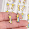 Wholesale Pink Double Sided Rainbow Meteor Pendant Zinc Alloy DIY Earring Accessory