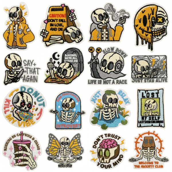 oly-738b8d1a246404bd1e8ad152cb13913e Wholesale Cartoon Skull Embroidered Patch Polyester Thread Iron-On Decorative Clothing Accessory Resale Gift