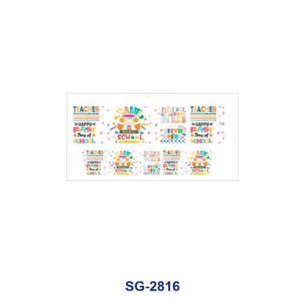 Wholesale 8pcs Back To School Teacher Stationery Print 3oz Cup Stickers Wrap OLY Exclusive
