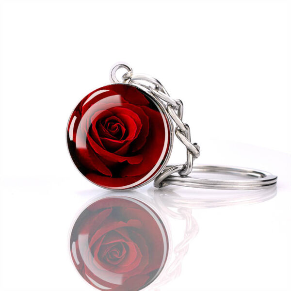 Wholesale Metal Electroplated Keychain Luminous Glass Ball Pendant Pastoral Style Bag Charm for Students