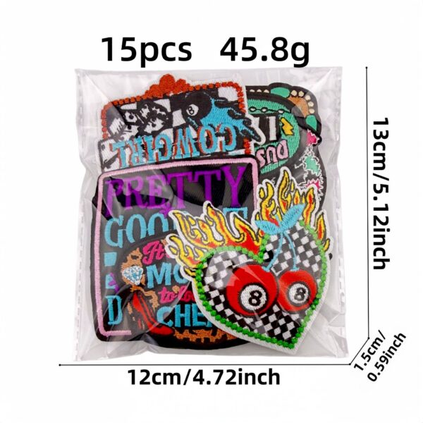 Wholesale Trendy Western Style Embroidered Patch Set with Checkerboard Flame Pattern for DIY Clothing Accessories