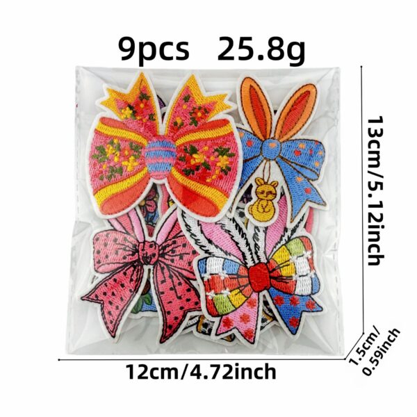 Wholesale Cartoon Bow Embroidered Patch Polyester Fabric Clothing Decoration