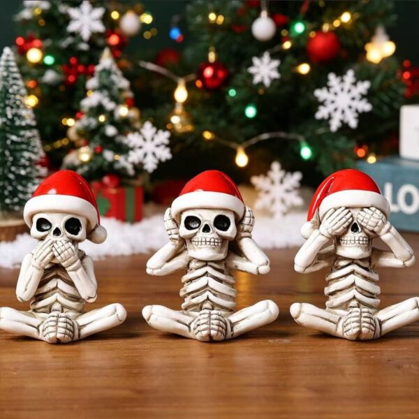 Wholesale Resin Skull Ornament Set Hear No See No Speak No Halloween Decorative Accent