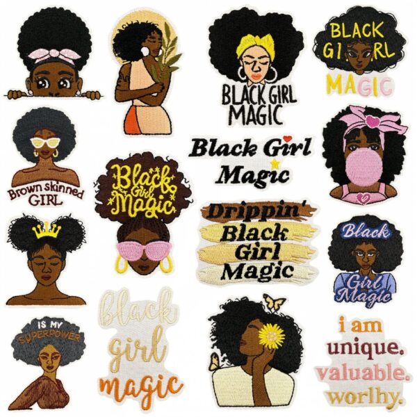 oly-73c7066945b30daf19b2e05cdf22fce1 Wholesale Embroidered Black Girl Patch Fashion Accessory for Bags Keychains Gift Resale