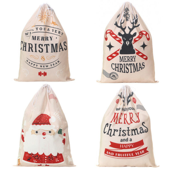 oly-73cee17019a2fdc94924e85f82c637a7 Wholesale Christmas Santa Canvas Drawstring Gift Bag – Holiday Party Decorative Bag for Resale