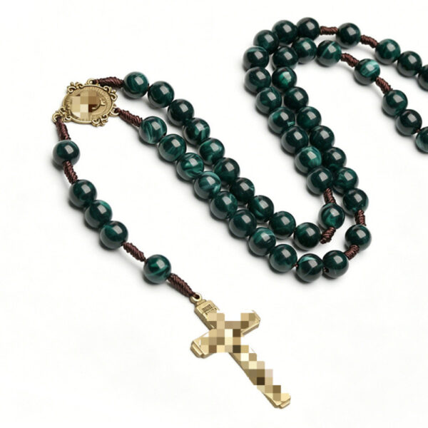 Wholesale Acrylic Cross Rosary Necklace Green Medieval Style Fashion Accessory for Gift or Layering