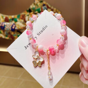 Rose red milk cap floral bracelet bag