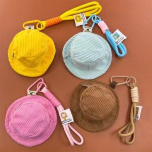 oly-742c8e899a2bf6d4725a1af4b9c44890 Wholesale Fisherman Hat Style Corduroy Mini Pouch Casual Keychain Bag Charm