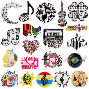 oly-747ec2924966632e021ab980c856fe50 Wholesale Polyester Thread Musical Note Embroidered Patch Decorative Iron-On Applique
