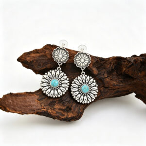 A pair of sun petal turquoise earrings (FG1681-2)