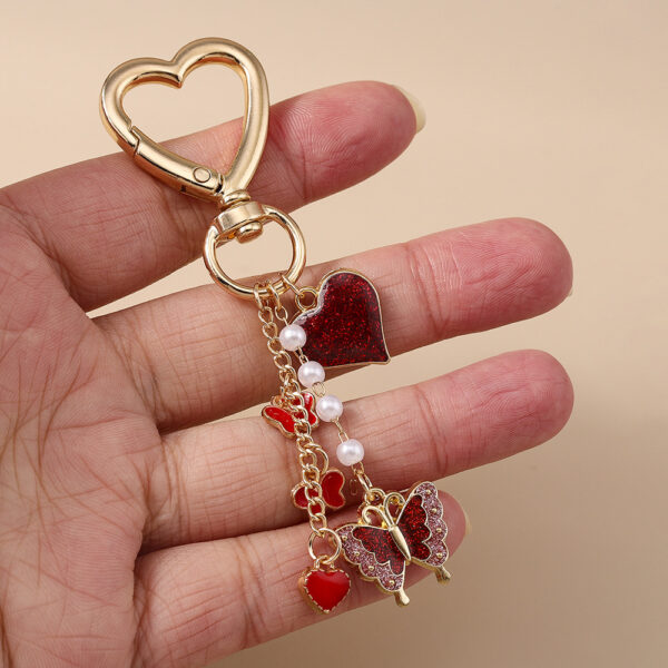 Wholesale Purple Butterfly Heart Keychain Zinc Alloy Wedding Gift Key Ring Decorative Accessory