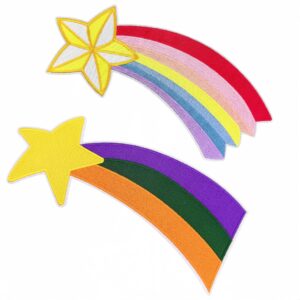 Wholesale Polyester Thread Rainbow Five-Pointed Star Embroidered Patches 2pcs Iron-On Decorative Accent for Clothing Bags