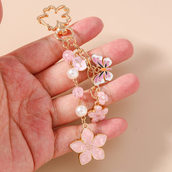 Wholesale Zinc Alloy Cherry Blossom Butterfly Keychain Cute Bag Charm Gift
