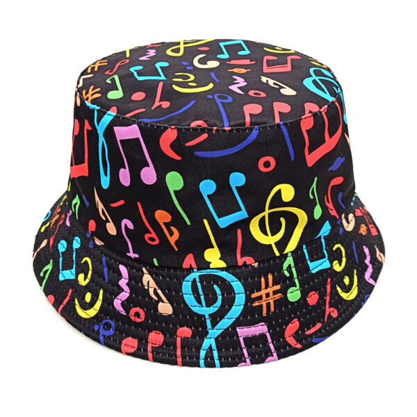 oly-74af7803982aec95bc88ae0cb736ae81 Wholesale Musical Note Pattern Bucket Hat Retro Sun Protection Unisex Double Sided Wear