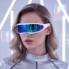 Wholesale Future Blue Punk Sunglasses Ring Detail Trendy Fashion Accessory Sun Protection