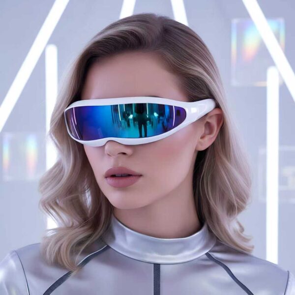 Wholesale Future Blue Punk Sunglasses Ring Detail Trendy Fashion Accessory Sun Protection