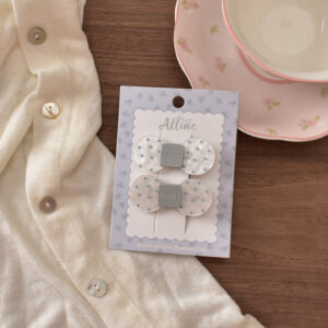 6# gray polka dot round bow-2 piece set