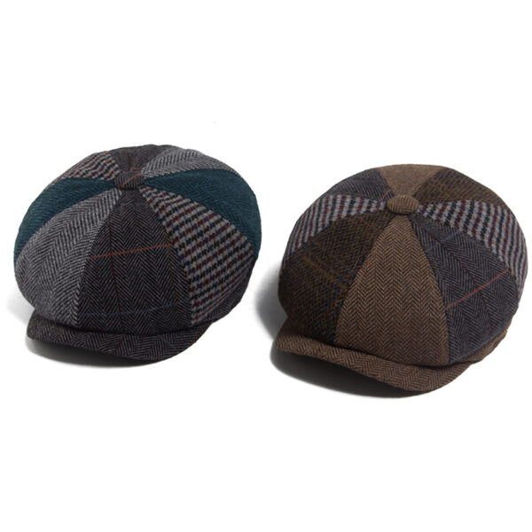 Wholesale British Vintage Wool Octagonal Cap Stylish Newsboy Beret Winter Khaki