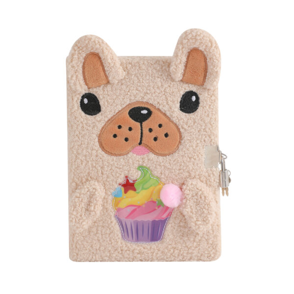 oly-74f15980d4bfd4944eba99c597823e3c Wholesale Plush Cartoon Dog Notebook with Lock Cute 3D Ears Diary for Kids Students Boutique Stationery