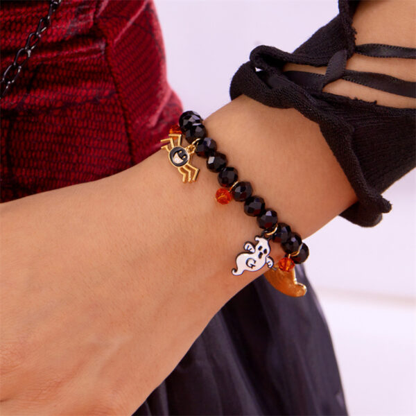 oly-74f2db423180047f5f052d85c086b480 Wholesale Halloween Ghost Pumpkin Bracelet Alloy Crystal Bead Bat Pendant Jewelry Accessory