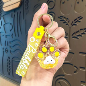 Oil-infused glow-in-the-dark cat paw beads - yellow
