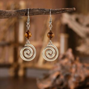 oly-751d39edb6068c4f790fc002880f9f80 Wholesale Retro Wood Grain Spiral Pendant Earrings Geometric Zinc Alloy Boutique Resale Jewelry