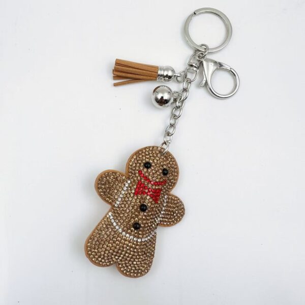 Wholesale Rhinestone Gingerbread Man Keychain Decorative Car Key Accessory Gift