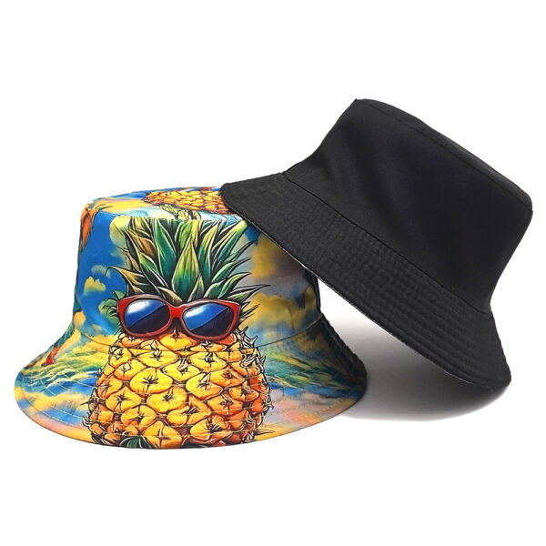 Wholesale Double Sided Pineapple Print Bucket Hat for Beach Vacation Sun Protection Unisex