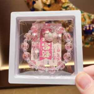 Pink shell flower glass bracelet box with cardboard