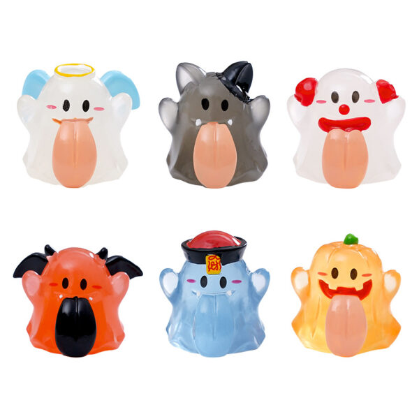 Wholesale Halloween Glow-in-the-Dark Big Tongue Angel Ghost Resin Figurine Home Decor Accessory