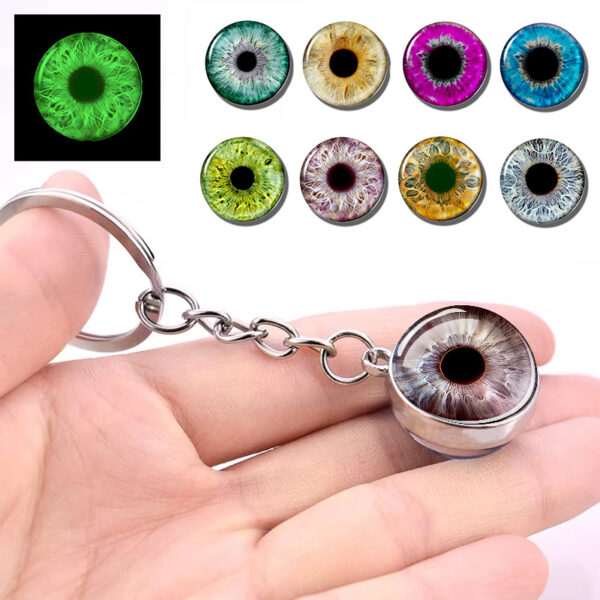 Wholesale Funny Eye Pupil Glass Ball Keychain Luminous Glow-in-the-Dark Decorative Key Ring, Ideal for Gifts, Bag Charm or Party Favors