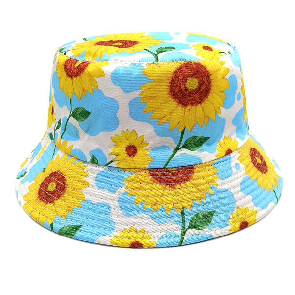 Wholesale Chic Double Sided Cow Print and Sunflower Bucket Hat Sun Protection for Outdoor Gift