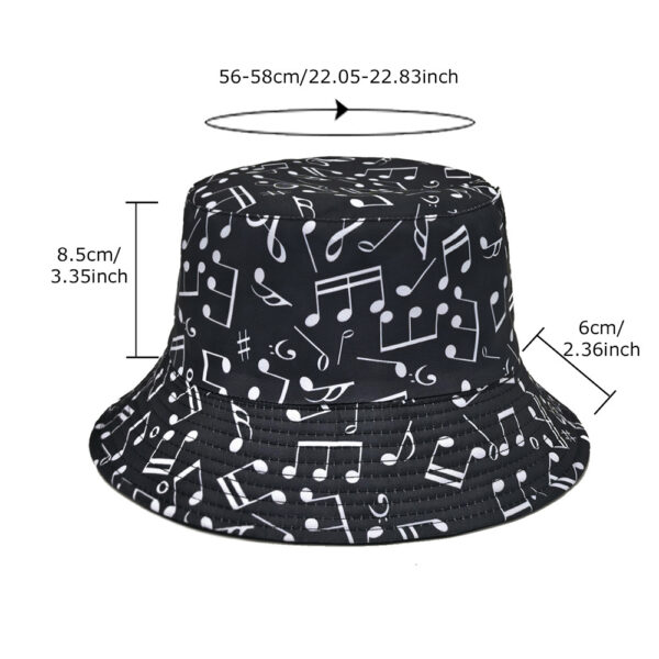 Wholesale Trendy Music Note Bucket Hat Sun Protection Black Fashion Accessory