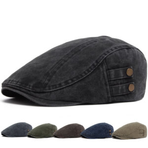 Wholesale Men's Cotton Retro Baseball Cap Double Buttons Navy Blue Everyday Casual