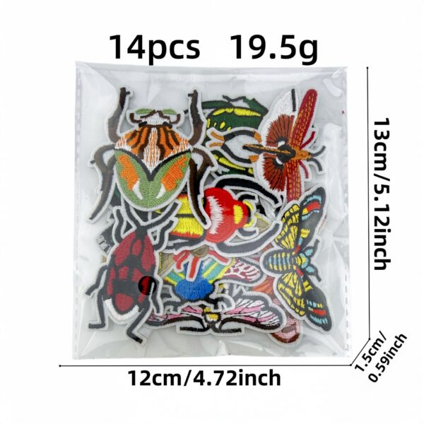oly-760786a2732765ae62565b485b93de9b Wholesale Retro Insect Embroidered Patches Set of 14 Decorative Appliques for Clothing DIY