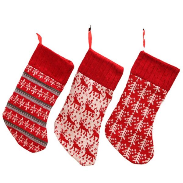 Wholesale Knitted Striped Christmas Stocking Holiday Gift Decorative Bag for Boutique Resale