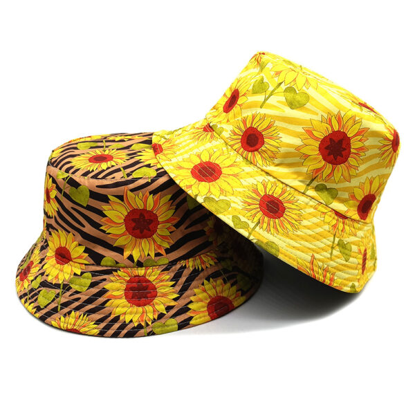 Wholesale Reversible Sunflower Zebra Print Bucket Hat Sun Protection Resale
