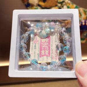Blue and purple shell flower glass bracelet box with cardboard