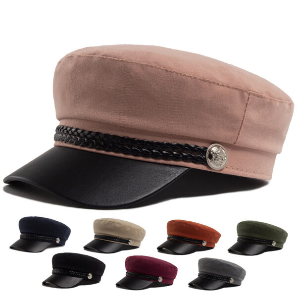 Wholesale Pink PU Leather Beret  Flat Top Adjustable Hat for Spring, Everyday Wear Boutique Resale