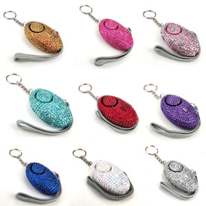 oly-7685846ef0f0797d5d48aa47c7799fcb Wholesale Diamond Studded Personal Safety Alarm Keychain White Metal Fashion Accessory for Women Boutique Resale Gift