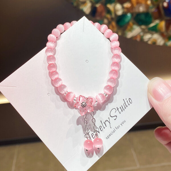 Wholesale Red Cat Eye Glass Flower Bracelet Trendy Women's Jewelry for Boutique Resale