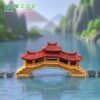 Wholesale Cartoon Style Micro Landscape Pavilion Resin Figurine for Bonsai Garden Decoration