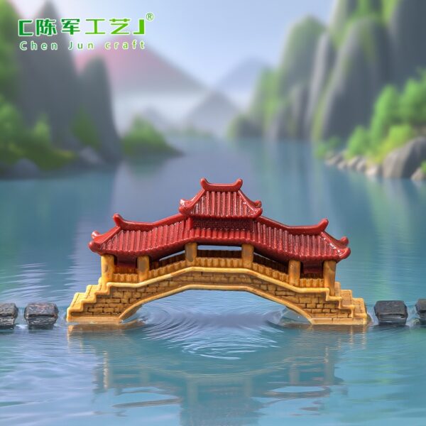 Wholesale Cartoon Style Micro Landscape Pavilion Resin Figurine for Bonsai Garden Decoration